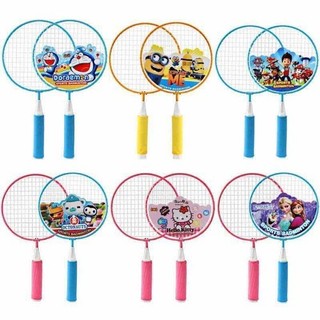 Bộ vợt cầu lông hoạt hình 43cm cho bé - cầu nhựa trẻ em mẫu giáo tiểu học