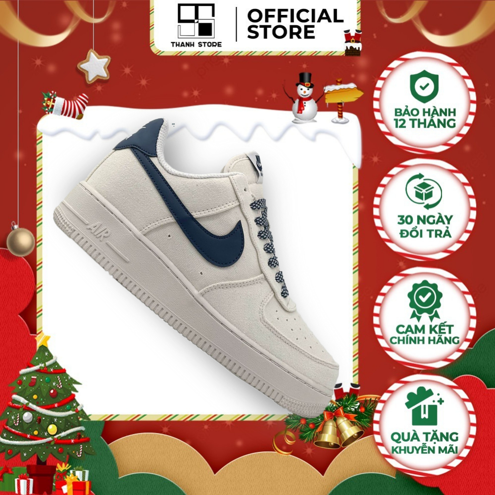 Giày thể thao nam nữ xanh navy AIR FORCE 1 LOW CANVAS NAVY giày AF1 _ hàng xuất khẩu thời trang - NAF1CN
