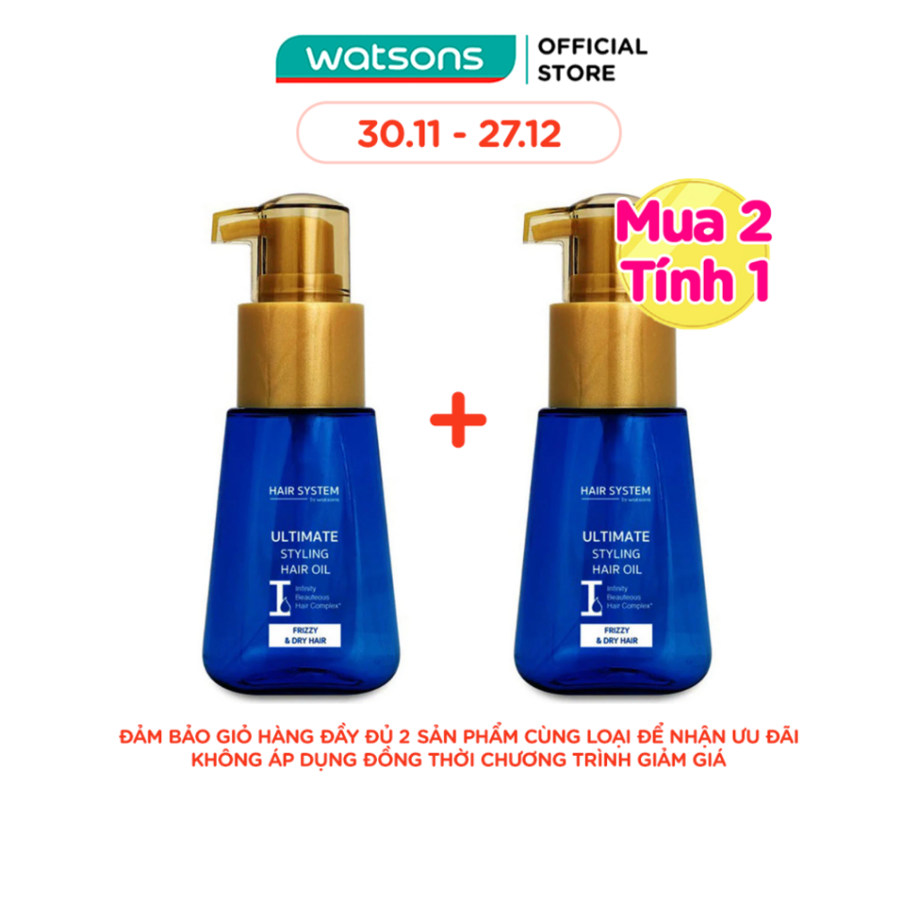 Dầu Dưỡng Tóc Hair System By Watsons Ultimate Styling Cho Tóc Xoăn & Khô 70ml