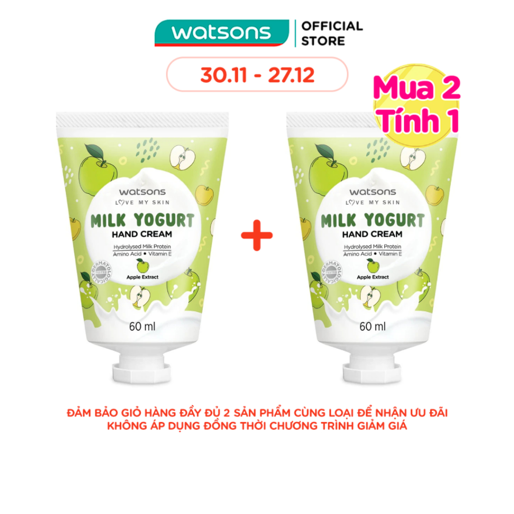 Kem Dưỡng Tay Watsons Milk Yogurt Hương Táo Hand Cream Apple Extract 60ml