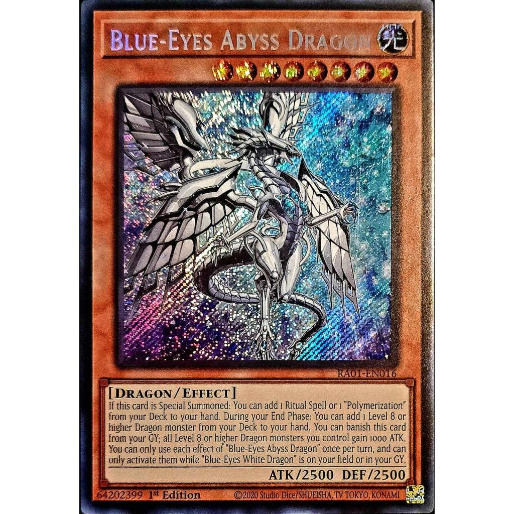 Lá bài thẻ bài Yugioh Blue-Eyes Abyss Dragon - secret ultimate rare - Tặng bọc bài nhựa bảo quản