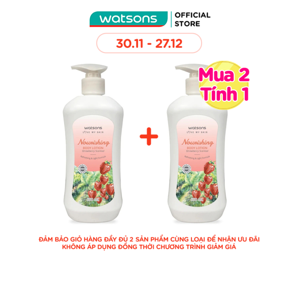 Sữa Dưỡng Thể Watsons Chiết Xuất Từ Dâu Giúp Dưỡng Ẩm Làn Da 550ml