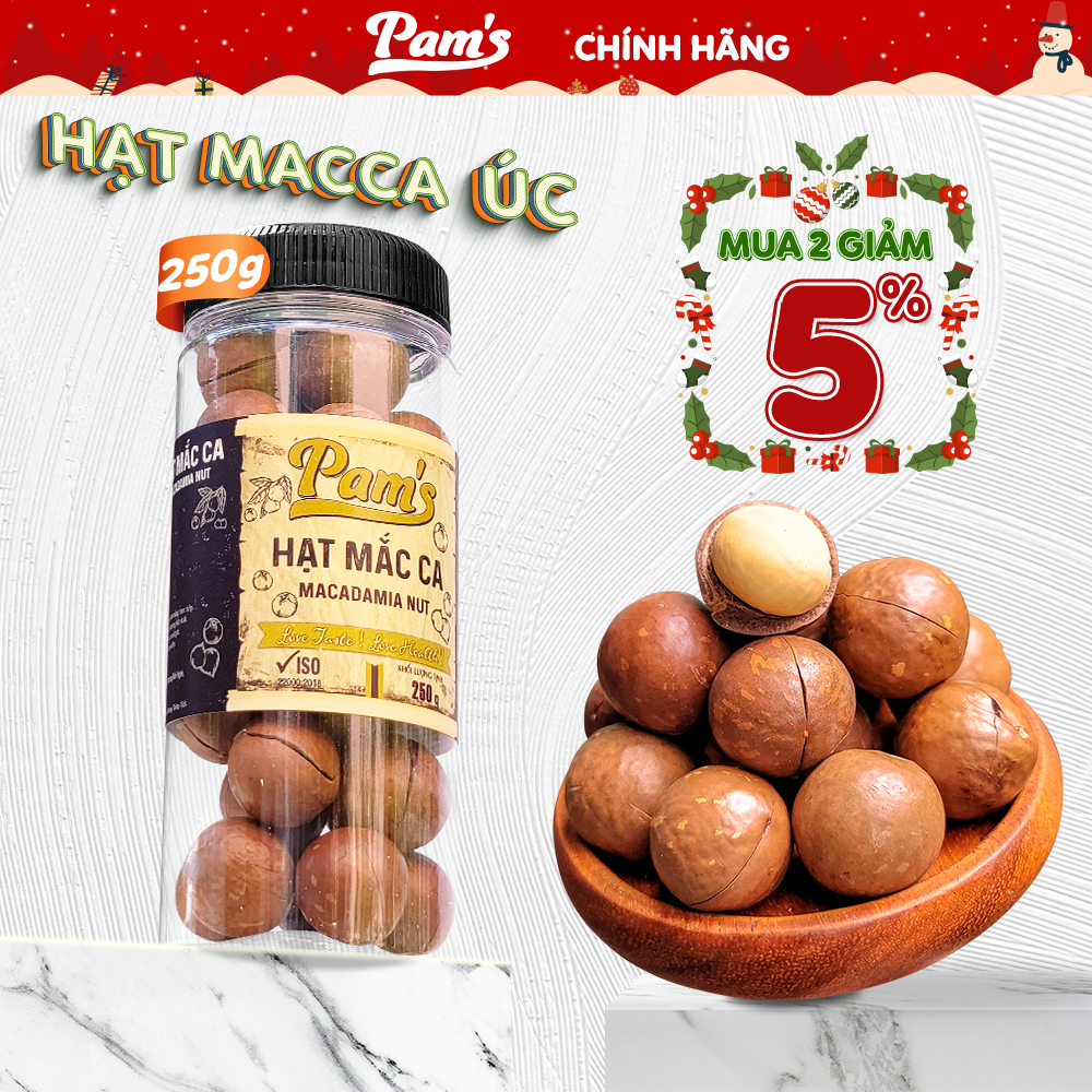 Hạt Macca Úc Nứt Vỏ Nhập Khẩu Pams(250g/hũ) [Tặng Khui Hạt] Macca Nướng Mộc Giòn Thơm