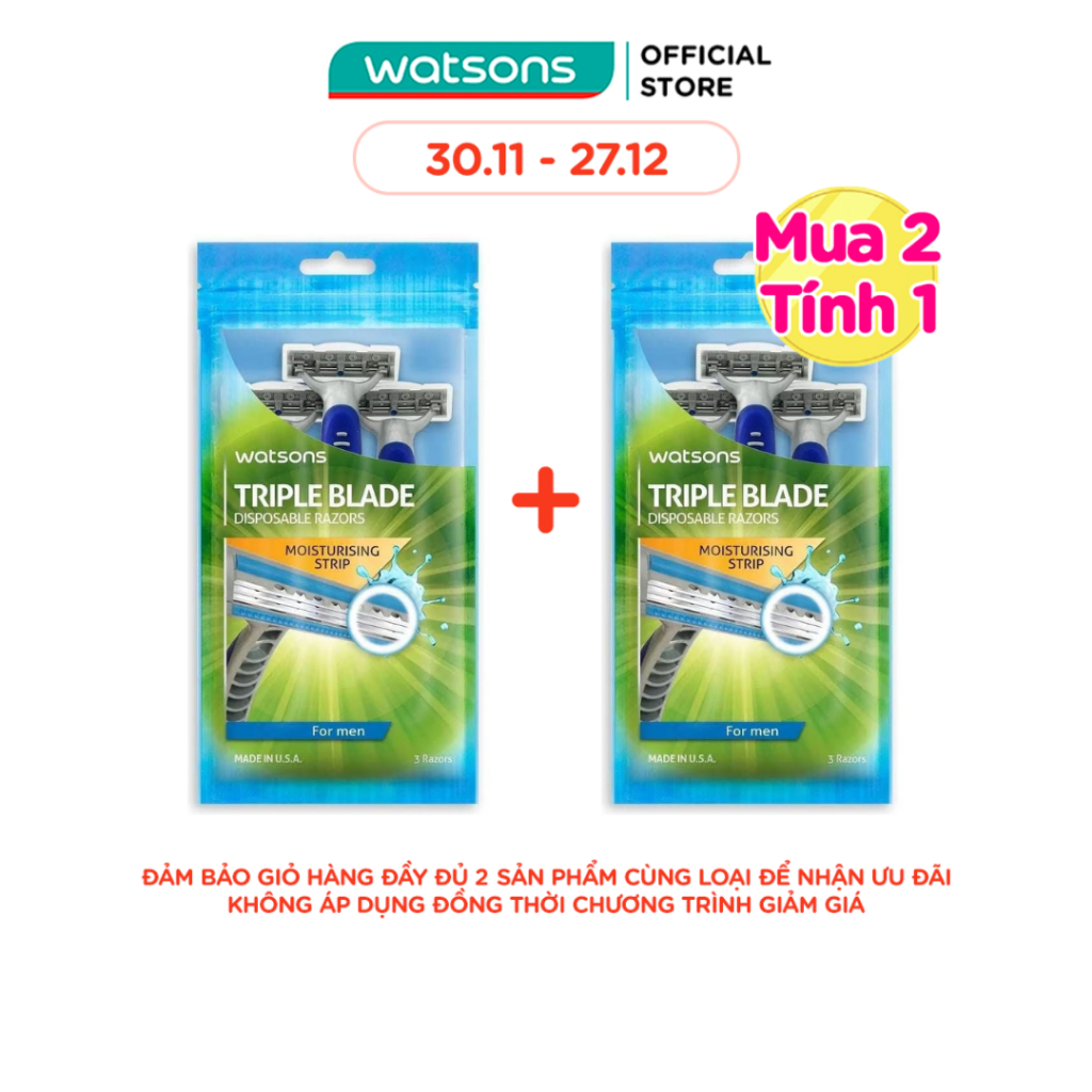 Dao Cạo Râu Ba Đầu Watsons Triple Blade Cho Nam