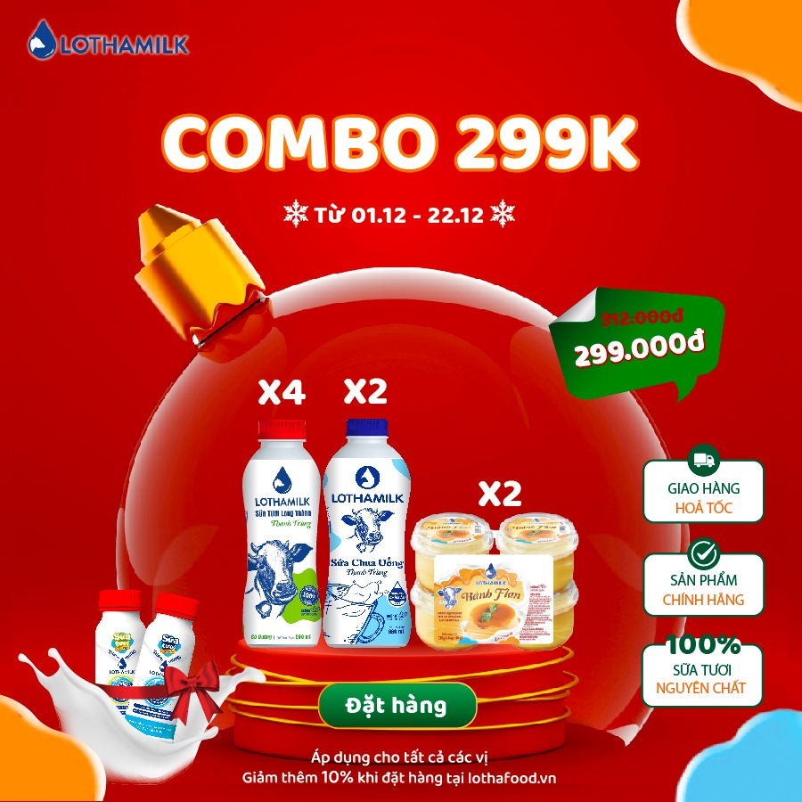 [Combo Mix 299K] 02 chai SCU thanh trùng 880ml & 04 chai sữa tươi thanh trùng 500ml bất kỳ & 02 lốc bánh flan 80gx4