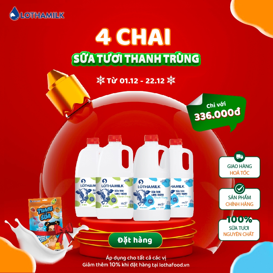Sữa tươi thanh trùng Lothamilk chai 1760ml