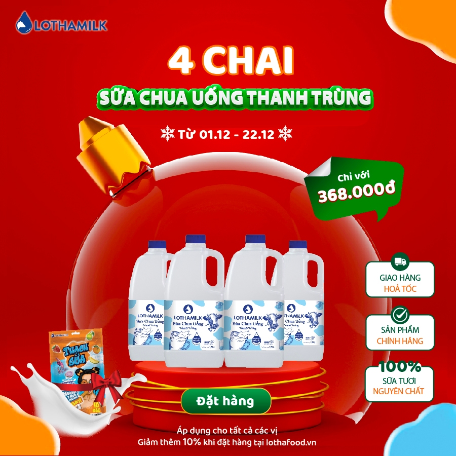 Sữa chua uống thanh trùng có đường Lothamilk chai 1760ml