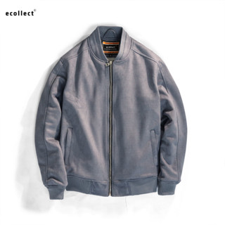 Áo khoác bomber da lộn nam ECOLLECT bên trong có lớp lót lông dày ấm cho mùa đông - J01