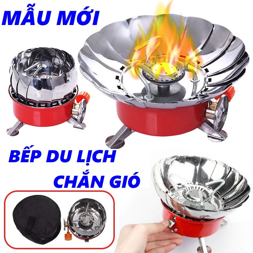 Bếp ga mini camping chống gió, gấp gọn tiện dùng cho giã ngoại du lịch