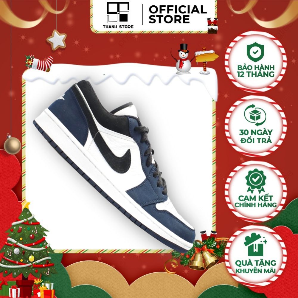 Giày thể thao nam nữ trắng xanh giày AIR JORDAN 1 LOW RETRO NAVY MIDNIGHT _ hàng xuất khẩu - NJ1NM