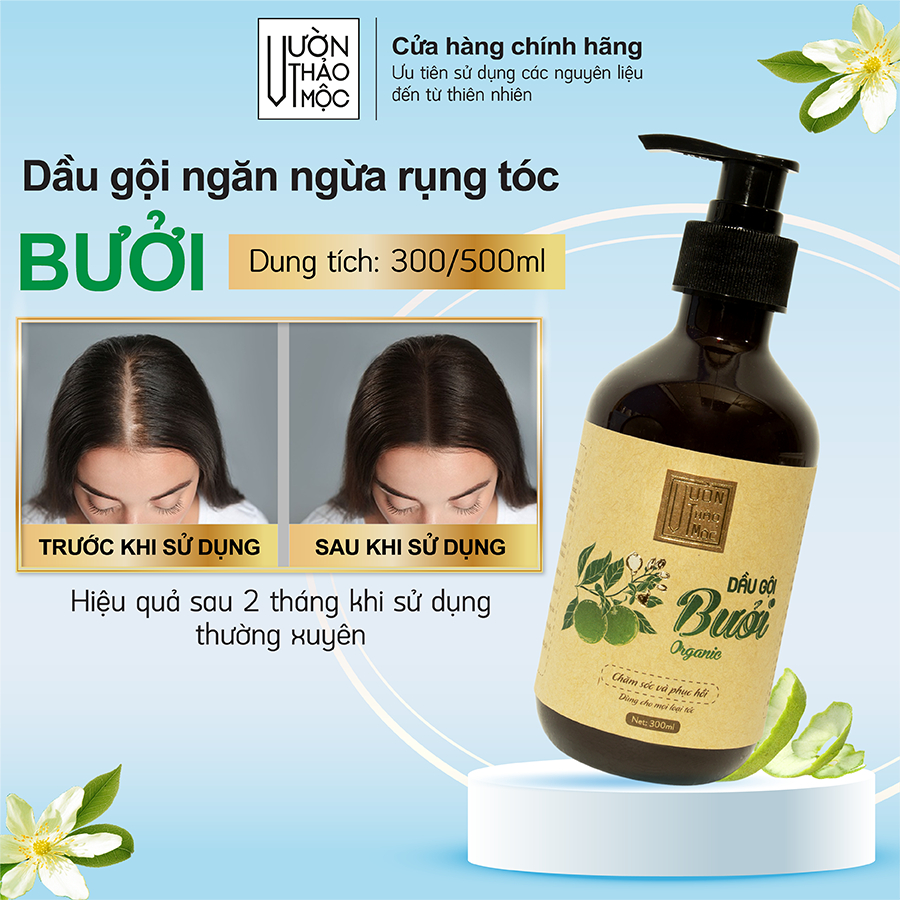 Combo 2 Sản Phẩm Dầu Gội Bồ Kết, Bưởi 300ml VƯỜN THẢO MỘC ORGANIC Chăm Sóc Tóc Suôn Mượt Chắc Khỏe