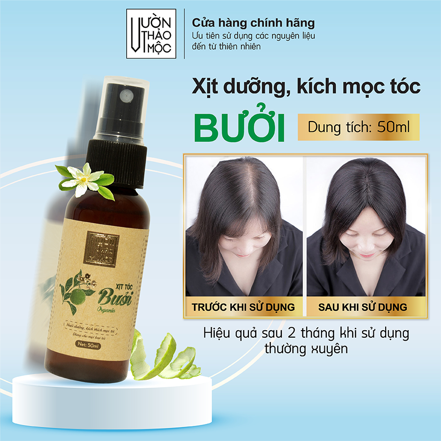 Bộ Dầu Gội Bồ Kết 500ml Xịt Dưỡng Tóc Bưởi 100ml VƯỜN THẢO MỘC ORGANIC Bảo Vệ Mái Tóc Tối Đa Phục Hồi