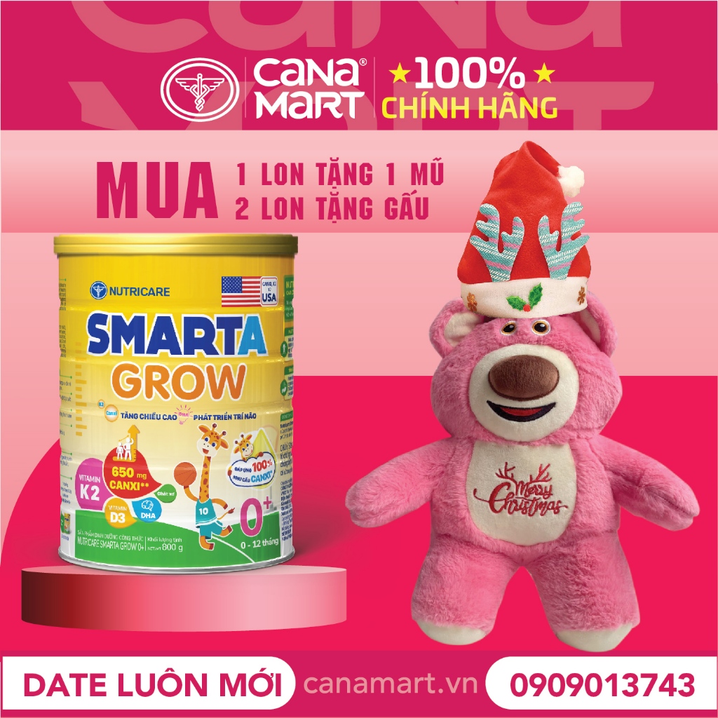 Sữa bột Nutricare Smarta Grow dinh dưỡng cho trẻ thấp còi (900g)