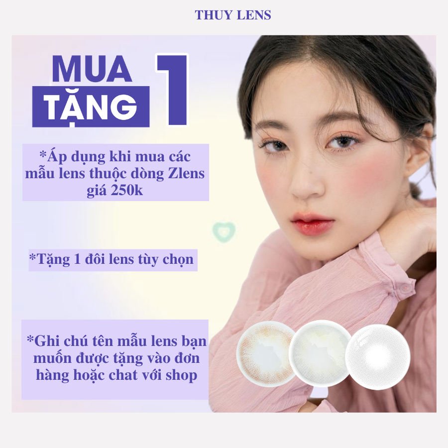 Kính áp tròng THÚY LENS cho mắt cận màu xám sáng độ cận từ 0 - 8 Vonvon Gray