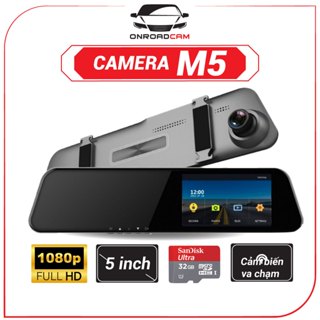 Camera Hành Trình Ô Tô M5: Màn hình cảm ứng dạng gương chiếu hậu cam 6m, tặng kèm thẻ nhớ 32GB