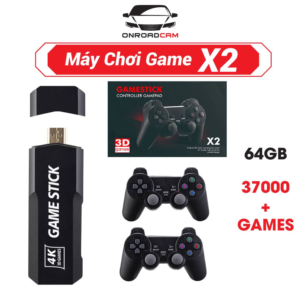 Máy chơi game Game Stick 4k Đỏ X2Pro Mới 64GB không dây 37000+ game psp, ps1, 3d,...hình ảnh sắc nét