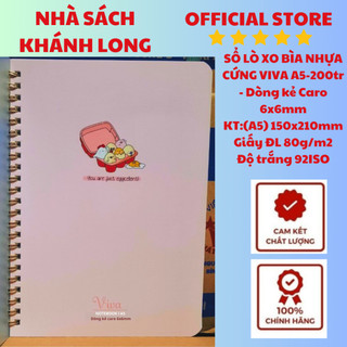 SỔ LÒ XO BÌA NHỰA CỨNG VIVA - A6,A5, B5-200tr - Dòng kẻ Caro 6x6mm