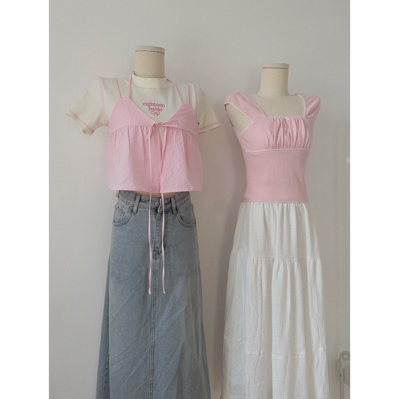 Áo kiểu nhún ngực phối nơ Tito 18made ✿ 𝐁𝐲 𝐄𝐢𝐠𝐡𝐭𝐞𝐞𝐧 𝐀𝐠𝐚𝐢𝐧