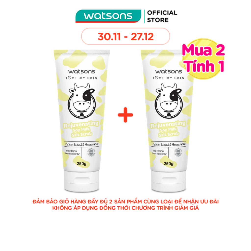 Tẩy Tế Bào Chết Watsons Love My Skin Ngừa Lão Hóa Da Rejuvenating Soy Milk Salt Scrub 250g