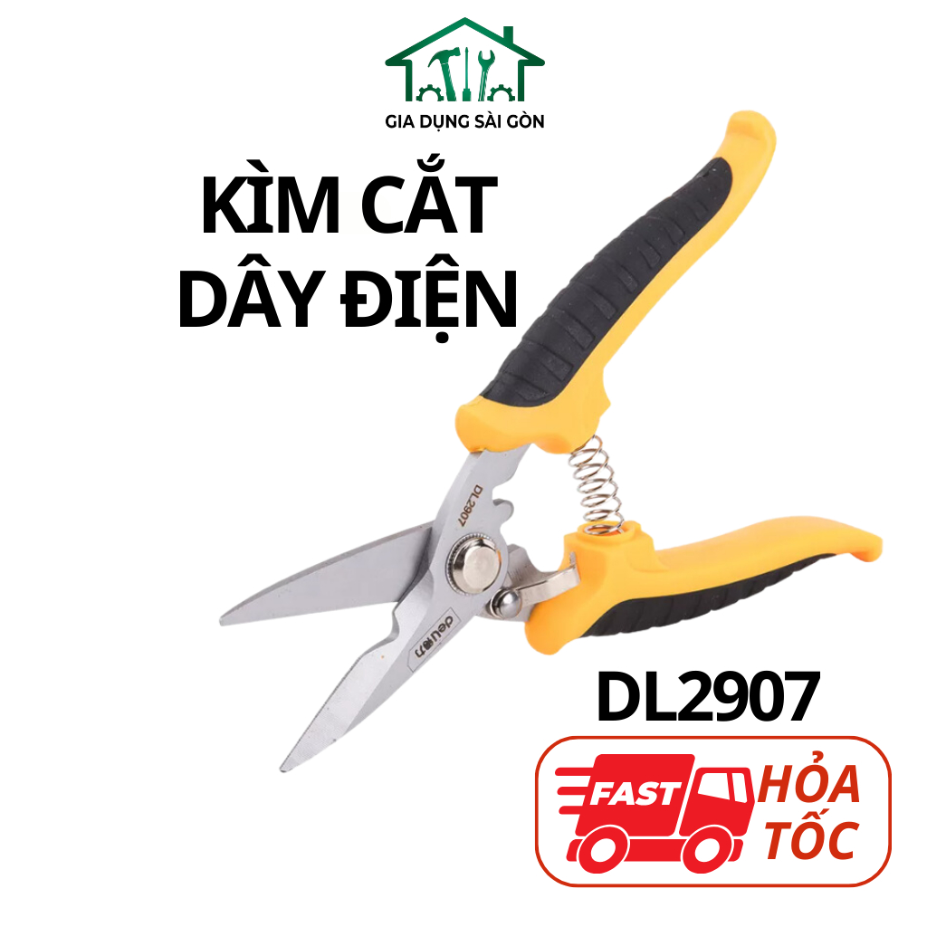 Kìm Cắt Dây Điện Deli Cao Cấp - Chất Liệu Chống Mòn, Gỉ Siêu Bền - Tay Cầm Chống Trượt Tiện Dụng - DL2907