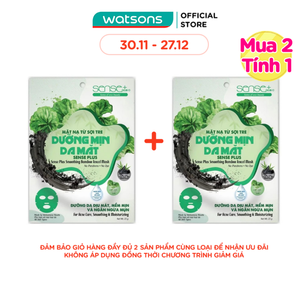Mặt Nạ Sense Plus Từ Sợi Tre Dưỡng Mịn Da Mặt 23g