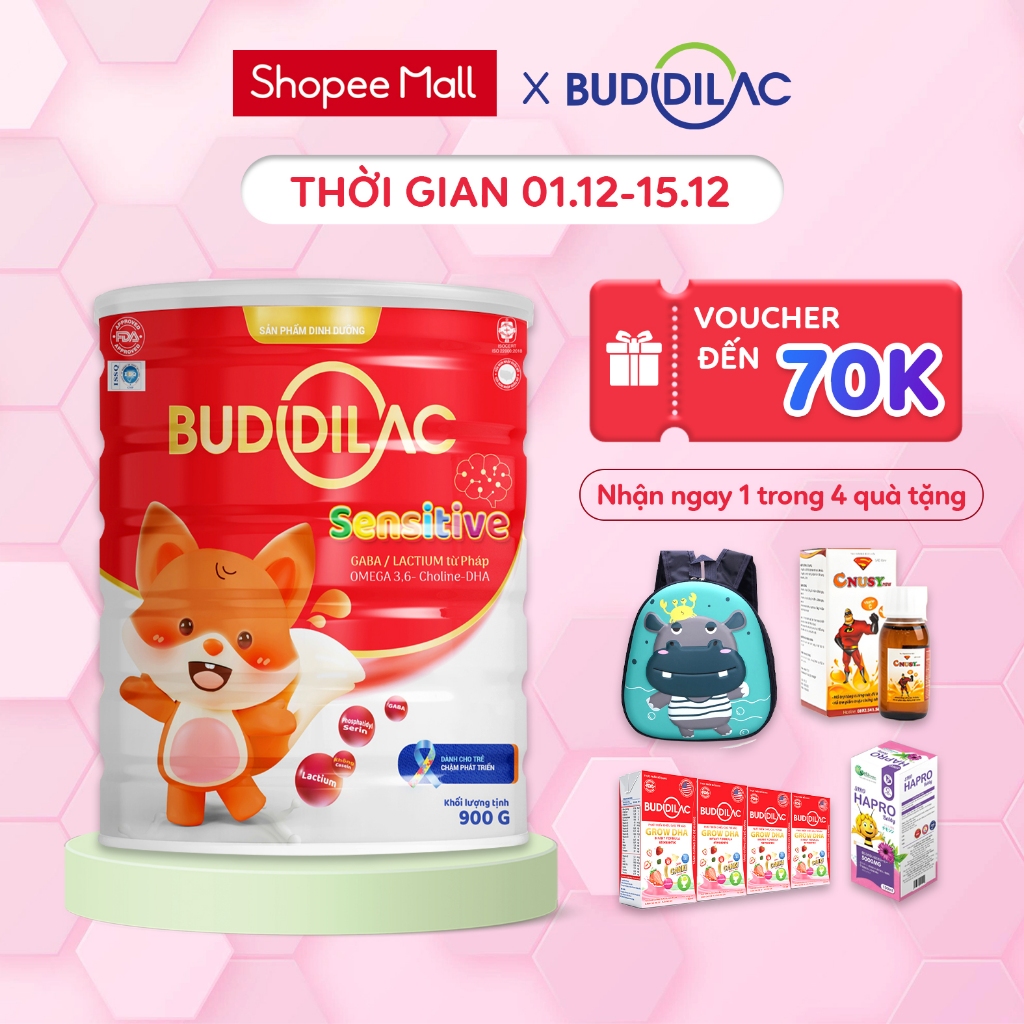 Sữa dinh dưỡng Buddilac Sensitive dành cho bé chậm, rối loạn phát triển, trẻ tự kỷ lon 900gr