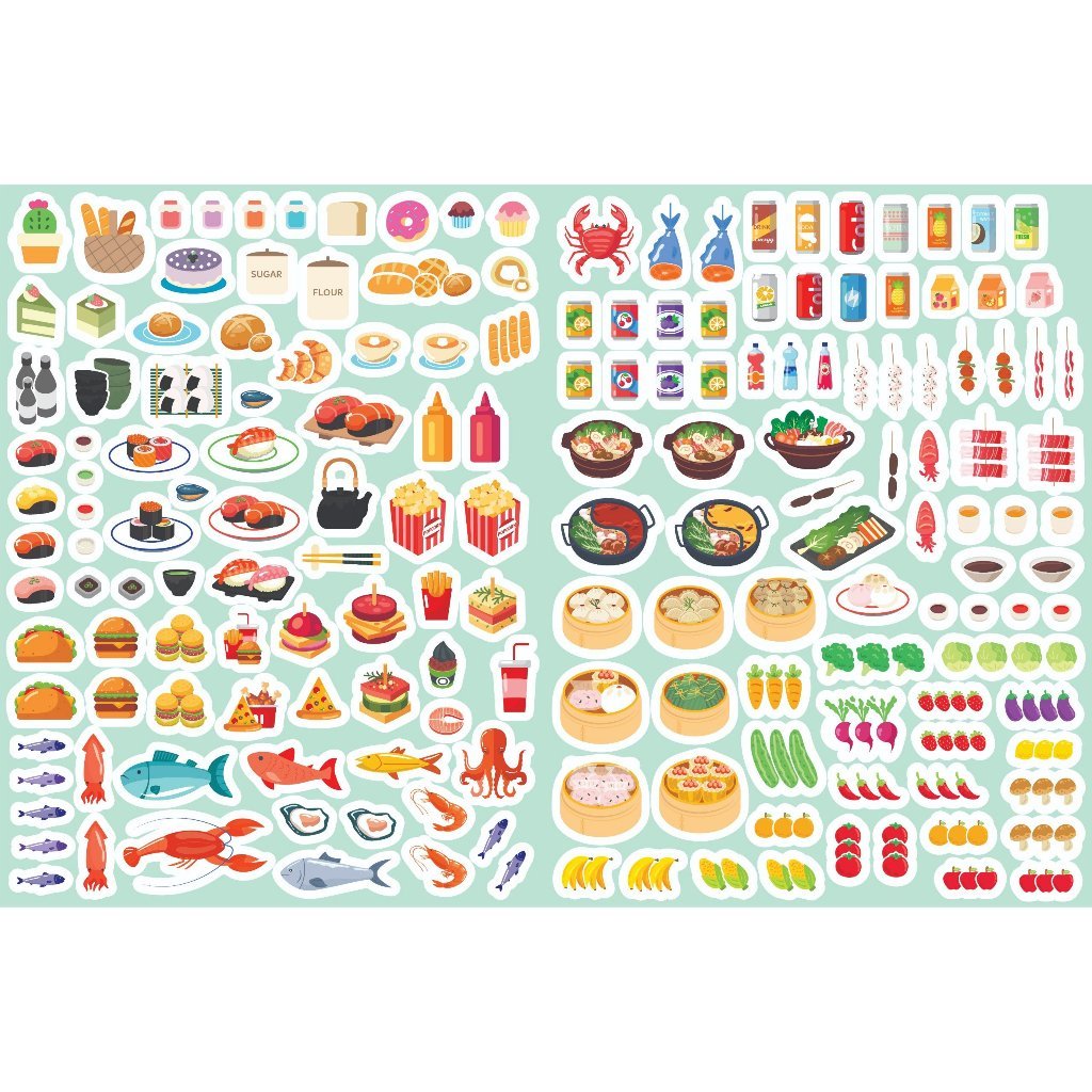 Sách Trò chơi Đồ hàng Phố Ẩm Thực  - Sách tương tác bóc dán sticker cho bé