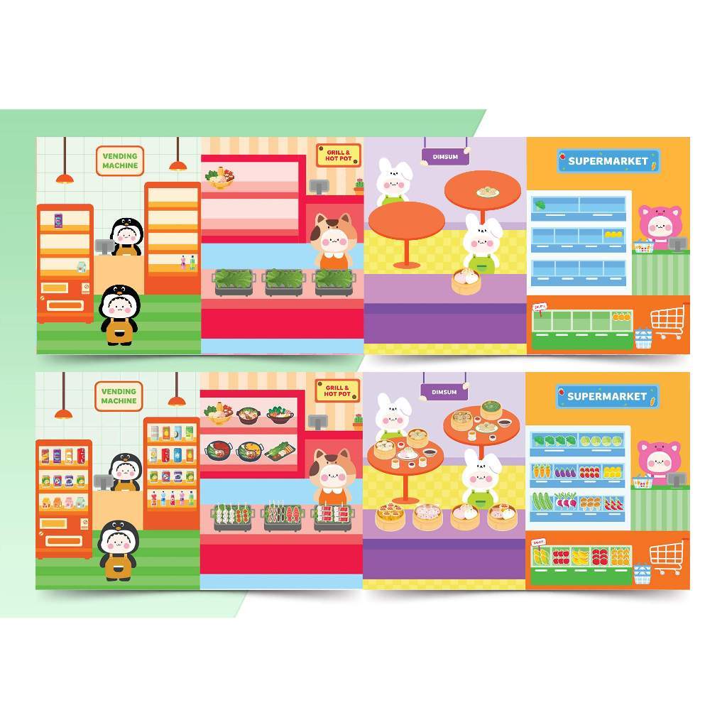 Sách Trò chơi Đồ hàng Phố Ẩm Thực  - Sách tương tác bóc dán sticker cho bé