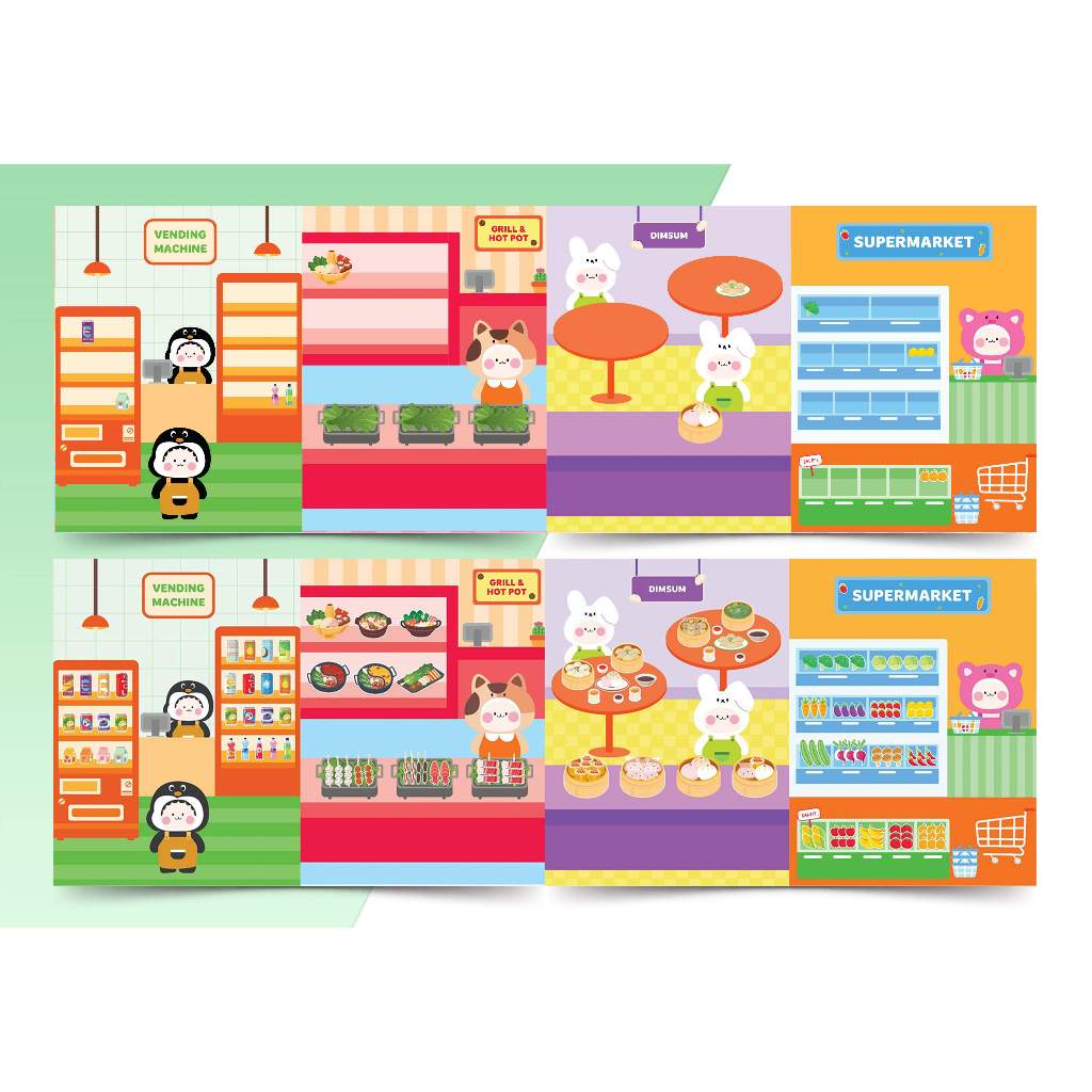 Sách Trò chơi Đồ hàng Phố Ẩm Thực  - Sách tương tác bóc dán sticker cho bé