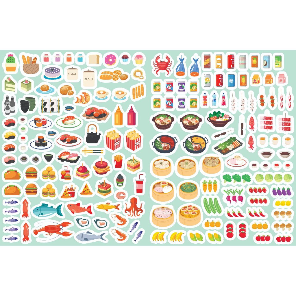 Sách Trò chơi Đồ hàng Phố Ẩm Thực  - Sách tương tác bóc dán sticker cho bé