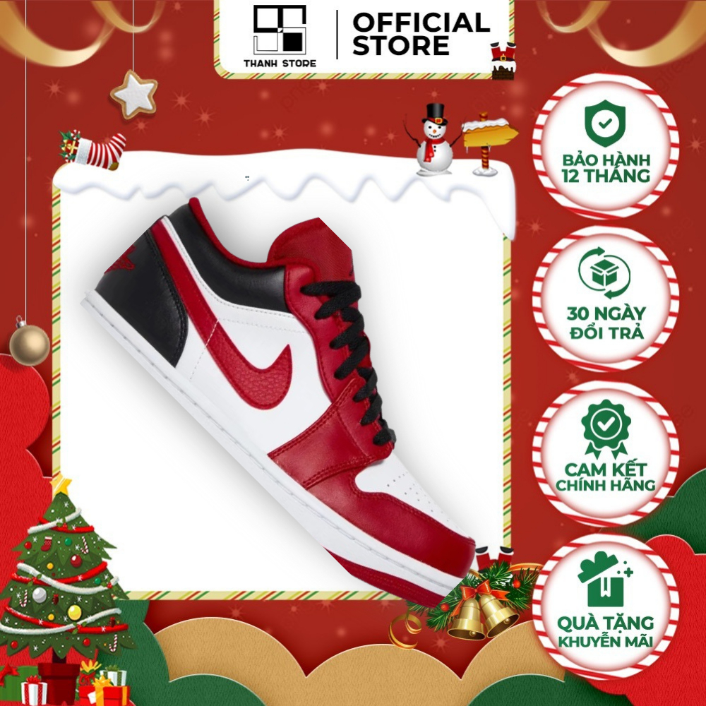 Giày thể thao nam nữ trắng đỏ đen giày AIR JORDAN 1 LOW CHICAGO BULLS GS _ hàng xuất khẩu chính hãng- NJ1CB