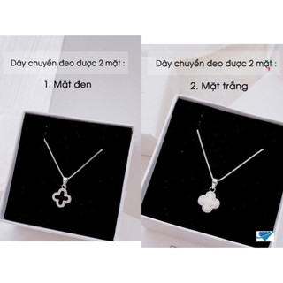 Dây chuyền mặt cỏ 4 lá may mắn , đeo được 2 mặt - bạc chuẩn 100%