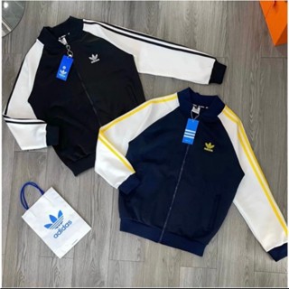 Áo Khoác Thể Thao Adidas Chất Nỉ Phối Sọc Vàng cao Cấp - Áo Khoác Nam Nữ Adidas Phối Sọc Vàng Phong Cách Boy Phố