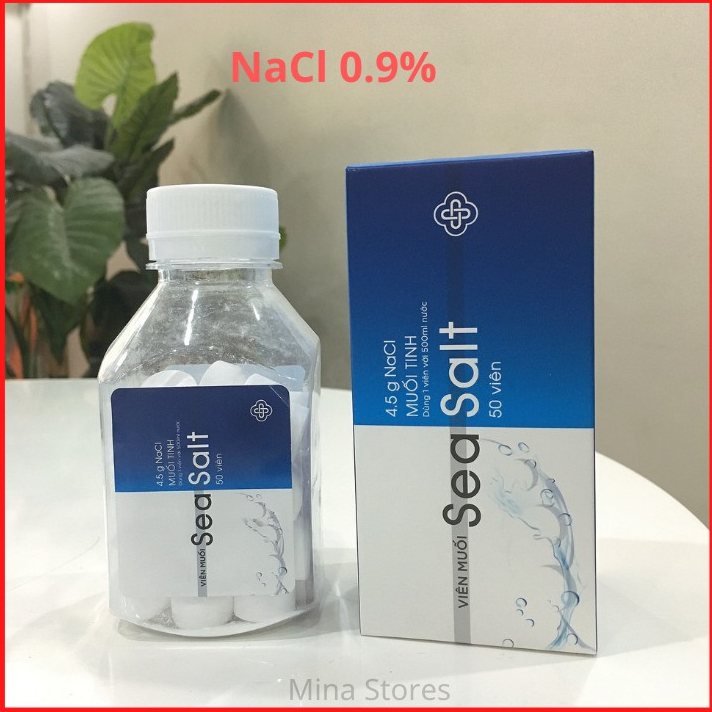 Viên Muối Tinh SeaSalt - NaCl 0,9% Lọ 50 Viên - Viên Muối Sinh Lý Tự Pha Dung Dịch Nước Muối Súc Miệng Vệ Sinh Hàng Ngày