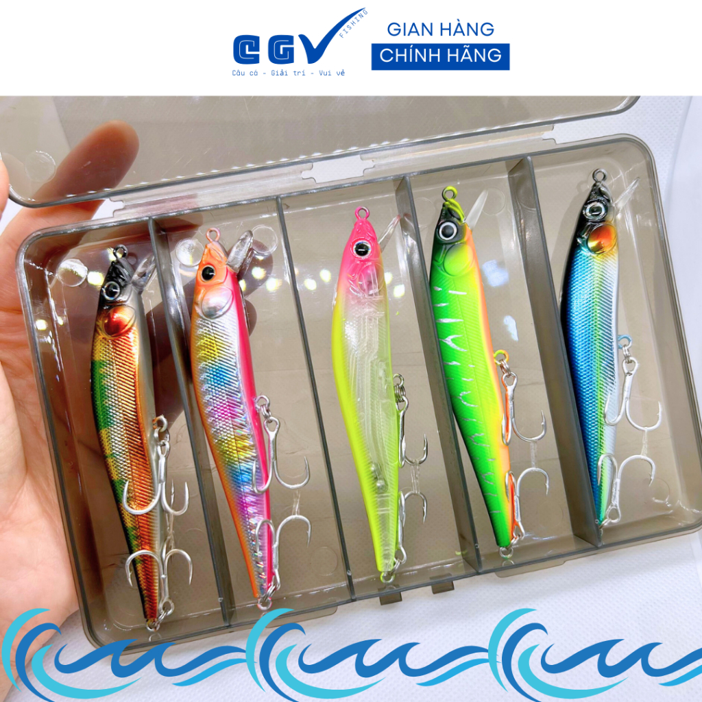 Set 5 mồi câu lure măng, vược, hoàng đế 10cm - 11g