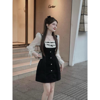 Đầm nhung đen phối tơ