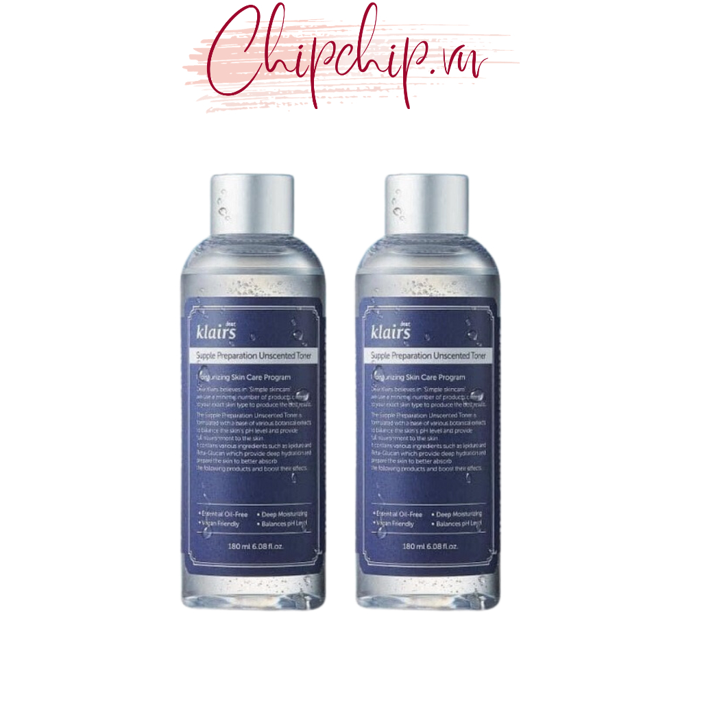 Nước Hoa Hồng Không Mùi Cung Cấp Độ Ẩm Và Làm Mềm Da Dear Klairs Supple Preparation Unscented Toner 180ml_Chipchip.vn