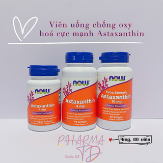 Now foods, Astaxanthin | 4-10mg | Thực phẩm bảo vệ sức khoẻ | siêu chống lão hoá | US |