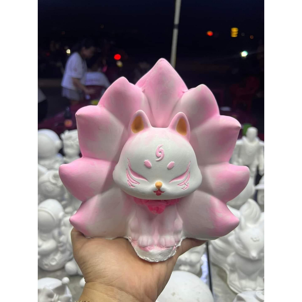 HỒ LY 9 ĐUÔI Tượng THẠCH CAO Tô Màu size Lớn ( 20 - 24cm)