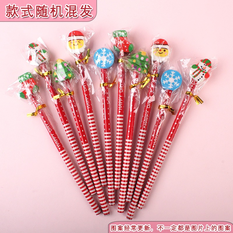 Bút chì kèm đầu tẩy noel giáng sinh hoạt hình cute dễ thương, bút chì học sinh MODINA