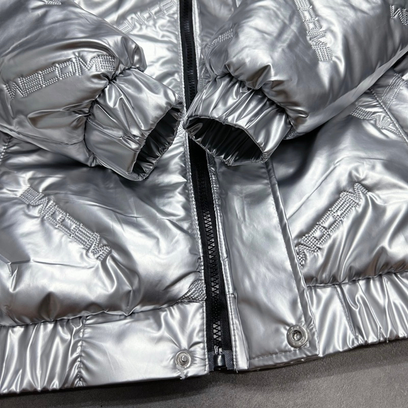 Áo khoác phao bạc nam nữ Dolce poly bóng dập vân chữ Wecome trần bông lót gió 3 lớp mũ zip boy phố hotrend.