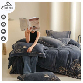 Bộ Ga Gối Nỉ Hoa Hồng 4 Món Cao Cấp - Nhà Xinh Chăn Ga Gối ra mắt