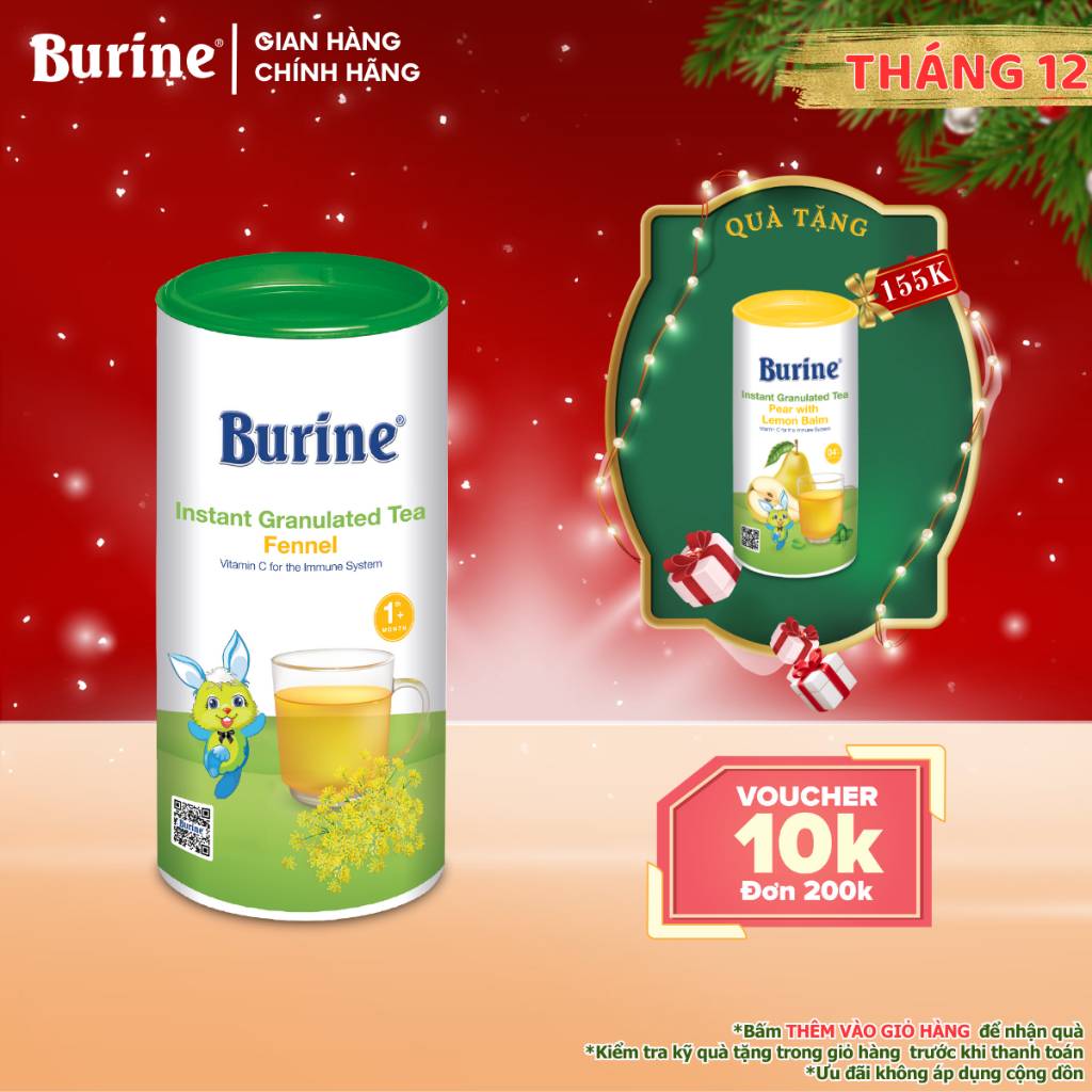 Trà Hoa Quả BURINE Vị Thì Là Giúp Hạn Chế Tưa Lưỡi, Hỗ Trợ Tiêu Hoá - Dành Cho Trẻ Từ 1 Tháng Tuổi (200g)