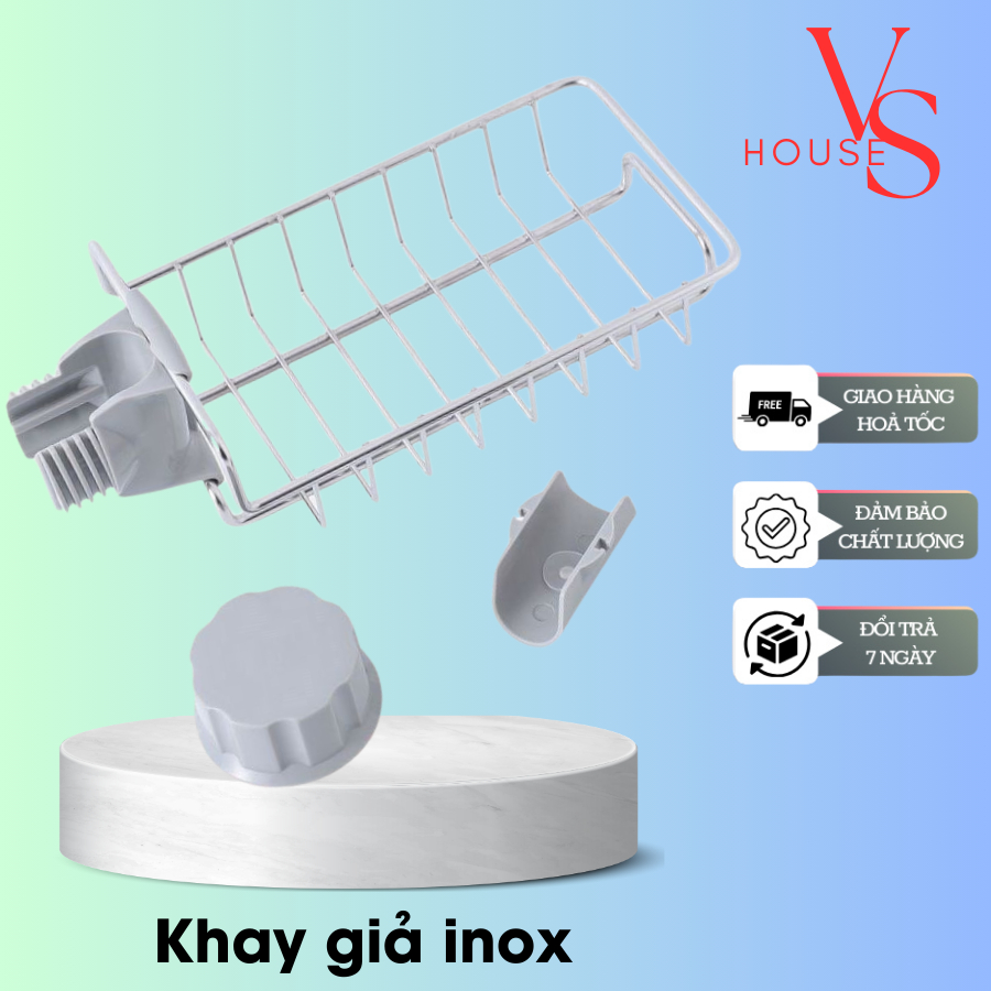 Khay Giả Inox Để Đồ Bồn Rửa Chén, Khay Inox Gắn Vòi Rữa Chén Rửa Chén Gắn Vòi Rửa Bát Cực HOT