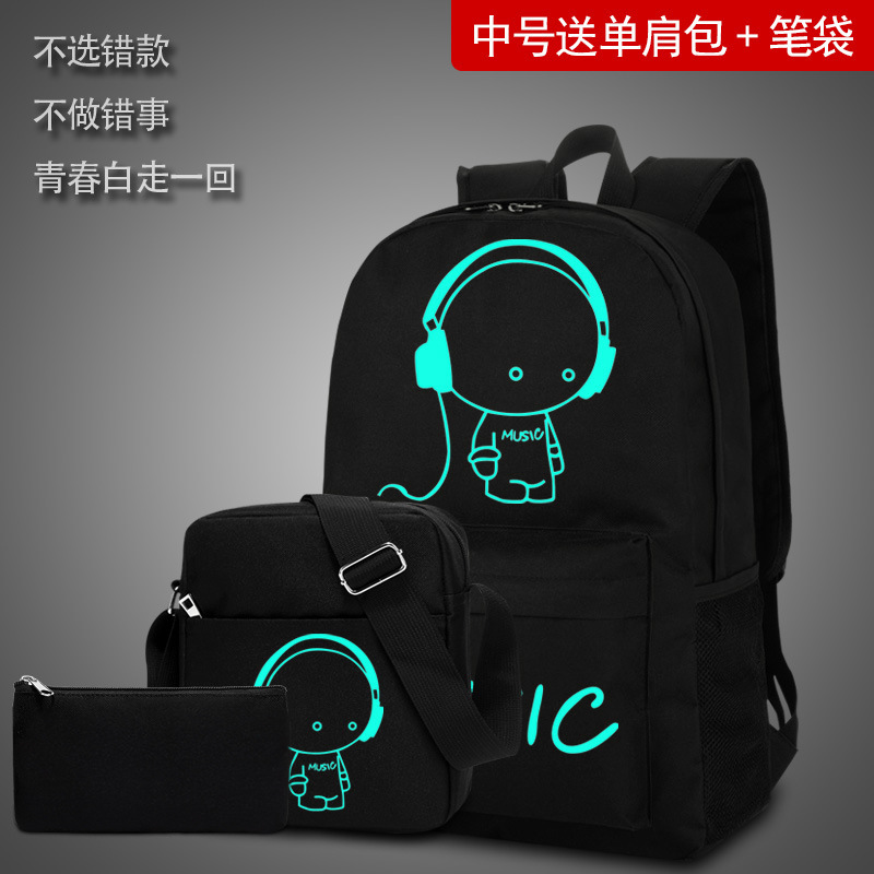 Bộ balo 3 món MUSIC phản quang, balo chống thấm nam nữ vừa A4