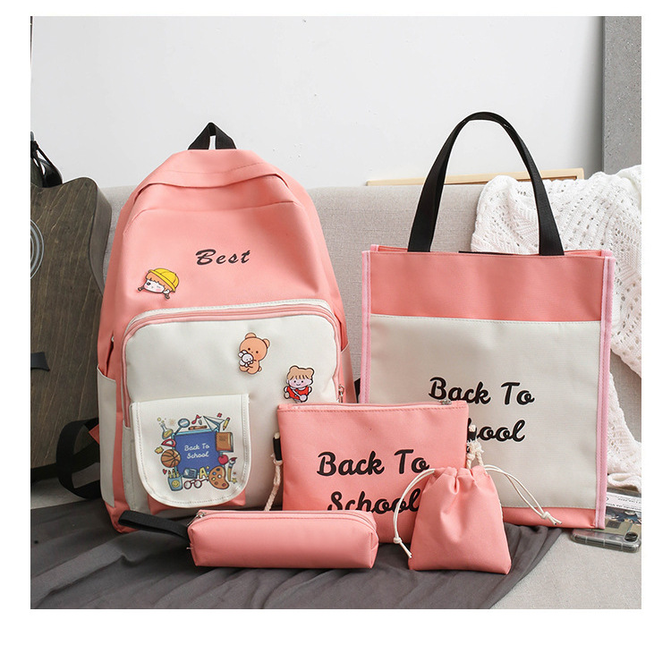 Bộ balo 4 món Best Back to School, balo nam nữa đi học chống thấm vừa A4