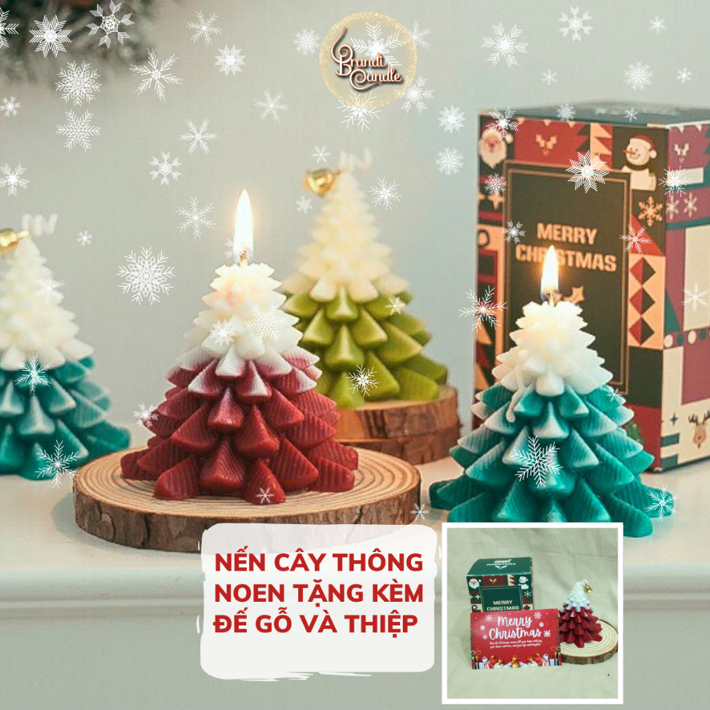 Nến thơm hình cây thông Noen đi kèm hộp giấy cứng cáp
