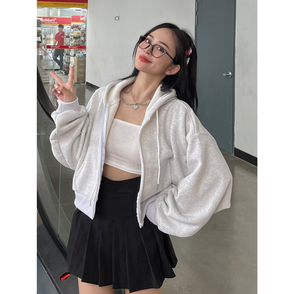 Áo khoác nỉ hoodie kéo khoá - Spring Girl - Aokhoacni003_P6K9