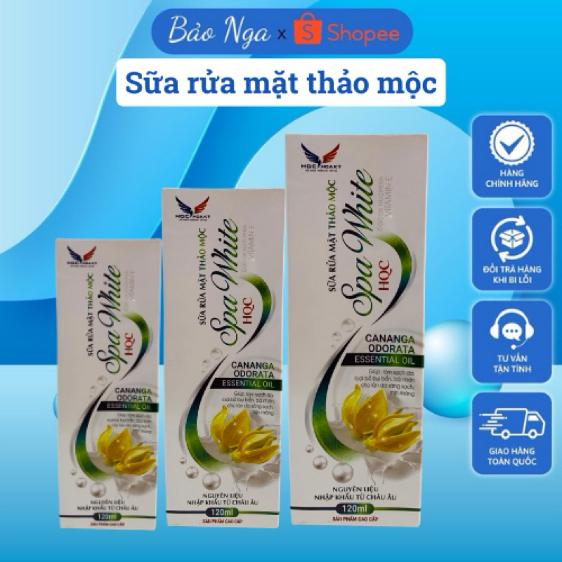 Sữa rửa mặt thảo mộc spa white, Sạch mụn, Ngừa thâm, Dưỡng mềm và ẩm da - 120ml