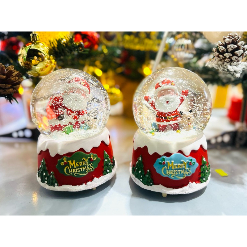 Quả Cầu Tuyết Noel 15cm Có Đèn Nhạc Tự Phun Tuyết Mẫu Mới 2024 - Quà Tặng Giáng Sinh